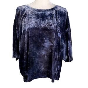 J Jill Pure Jill Tie-Dyed Velvet Square-Sleeve Top Medium New